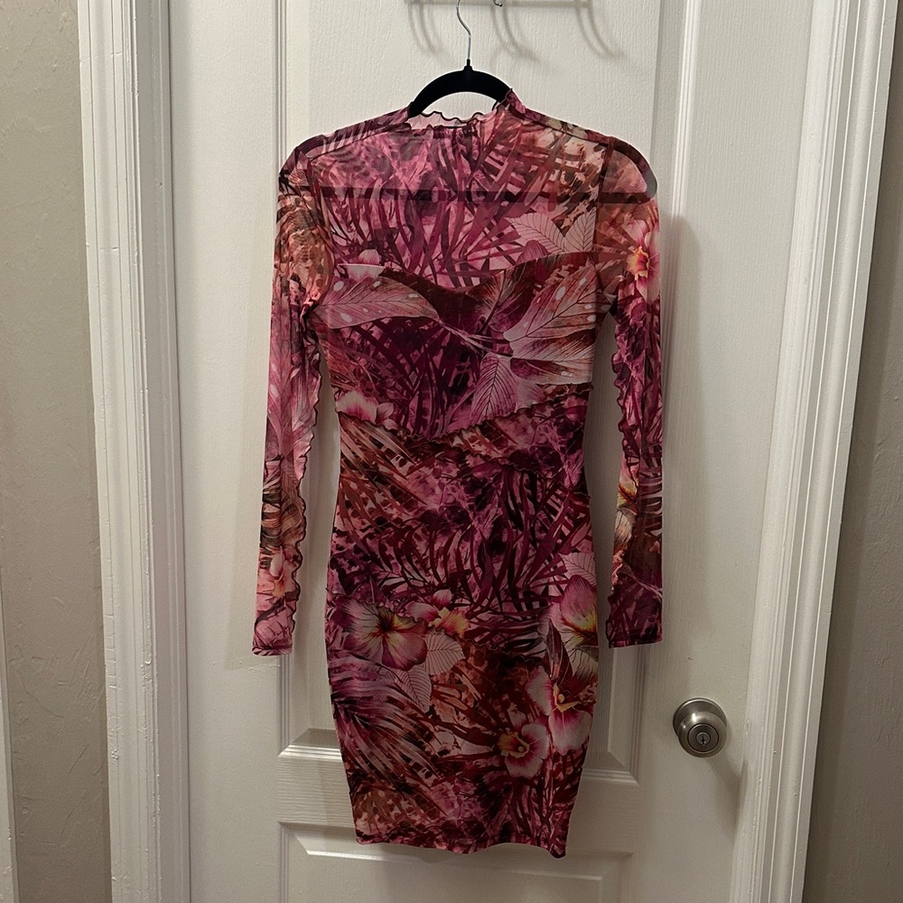 Tropical Floral Long Sleeve Daytime to Evening Dress